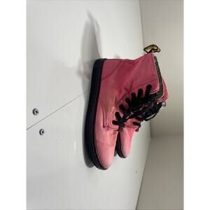 Dr. Martens Hackney Air Wair Pink Canvas Zebra Print Ankle Boots Women Size 7